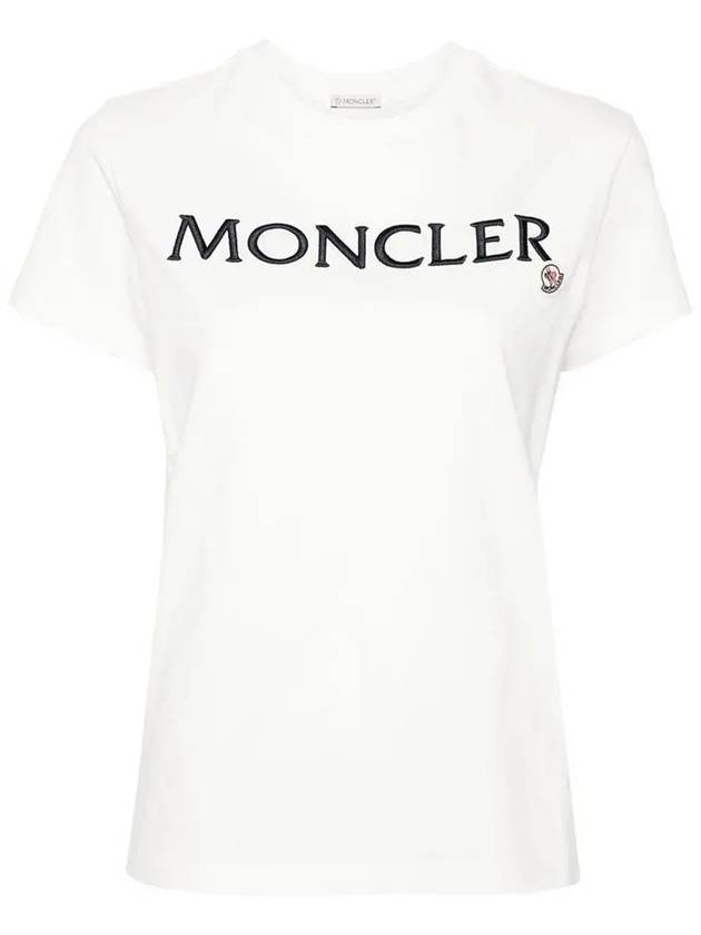 Embroidered Logo Cotton Short Sleeve T-Shirt White - MONCLER - BALAAN 3