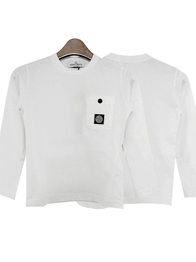 Kids Logo Patch Pocket Long Sleeve T shirt 6 8 Ivory 791620347 V0093 - STONE ISLAND - BALAAN 1