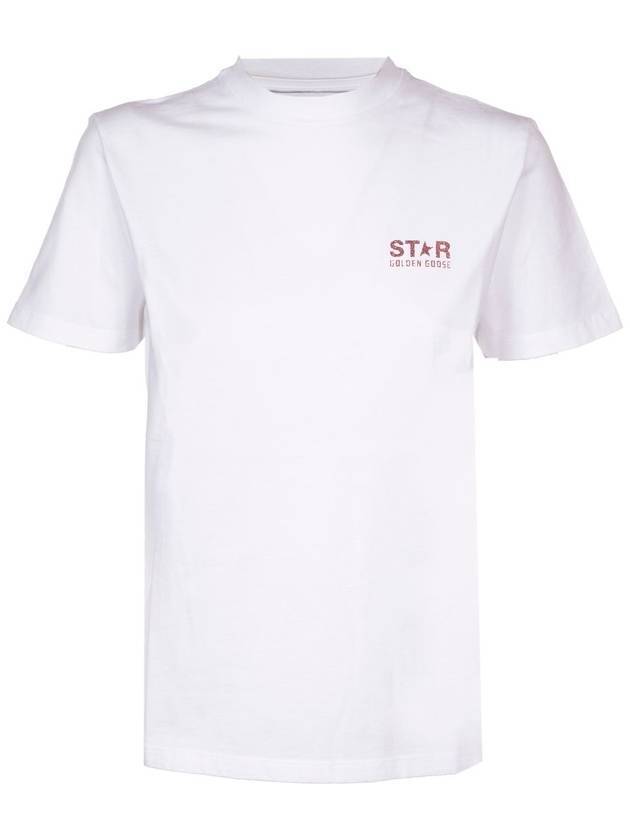 Glitter Star Logo Short Sleeve T-Shirt Pink White - GOLDEN GOOSE - BALAAN 1