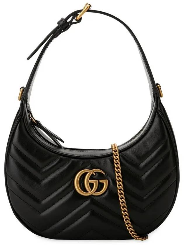 GG Marmont Half Moon Mini Bag Black - GUCCI - BALAAN 4