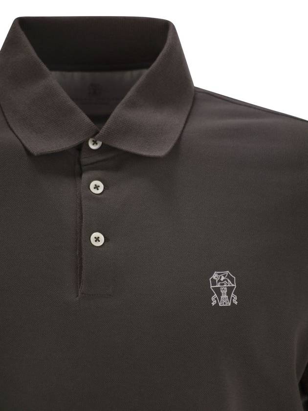 Cotton polo shirt with printed logo - BRUNELLO CUCINELLI - BALAAN 4