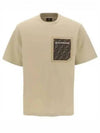 FF Logo Pocket Short Sleeve T-shirt Beige - FENDI - BALAAN 2