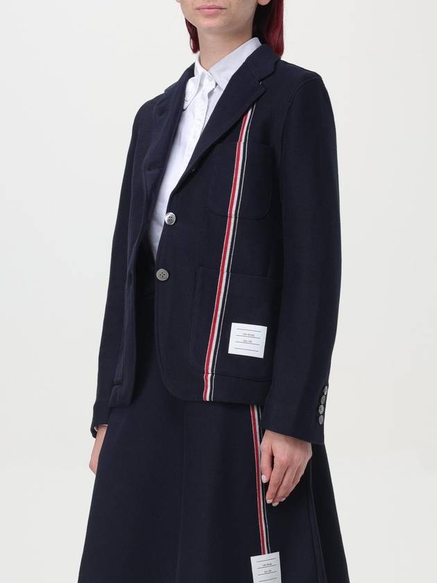 Stripe Detail Cotton Jacket Navy - THOM BROWNE - BALAAN 5