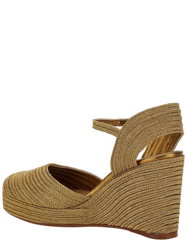 'Carolyn' Gold Wedge With Ankle Strap In Metallic Rafia Woman - CASTANER - BALAAN 3