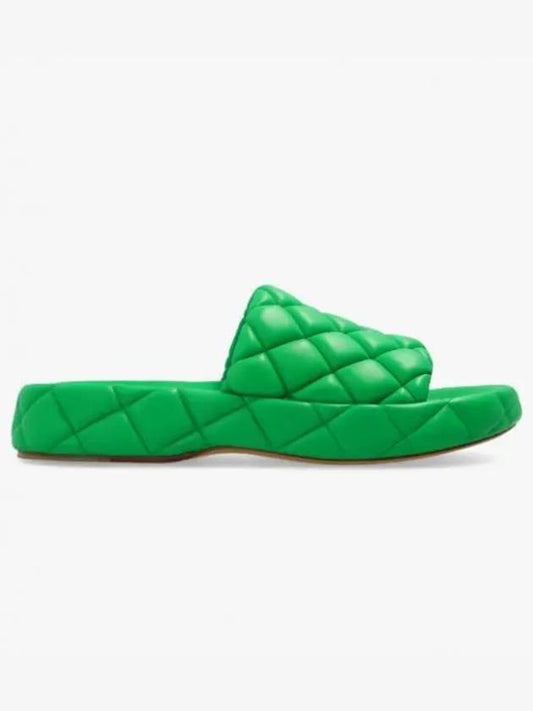 Quilted Leather Slippers Green - BOTTEGA VENETA - BALAAN 2