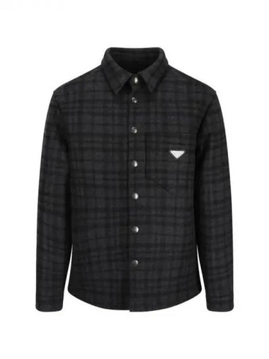 triangle logo pocket wool shirt - PRADA - BALAAN 1