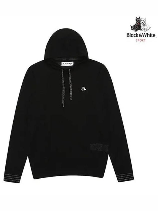 Cool lining knit hooded pullover 2434LCKCBLACK - BLACK&WHITE - BALAAN 1