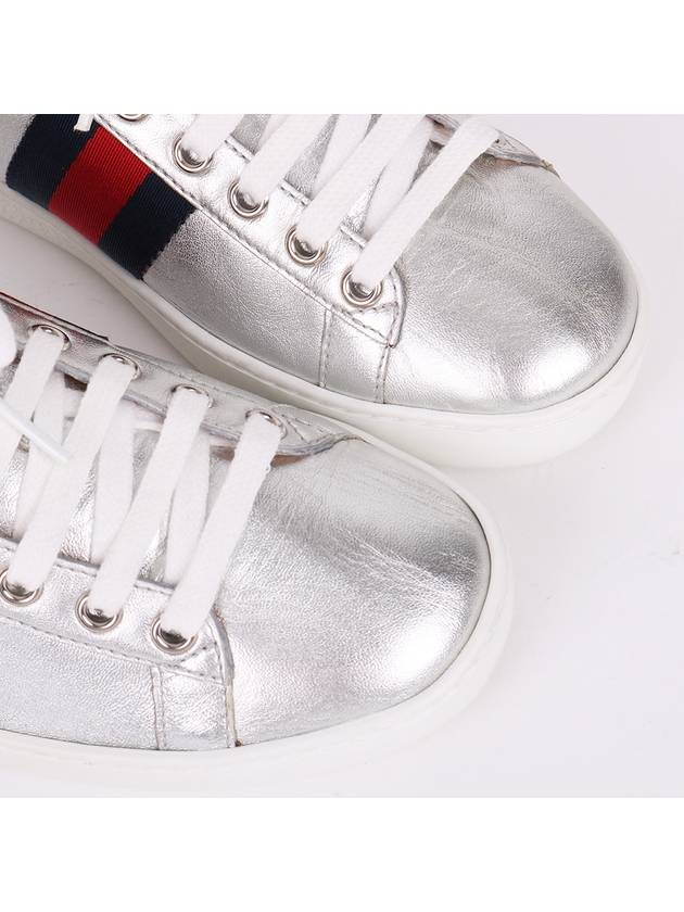 Metallic Silver Three Stripes 36 Women s Sneakers 387993 - GUCCI - BALAAN 5