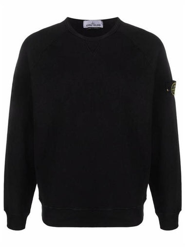 Garment Dyed Malfile Fleece Crewneck Sweatshirt Black - STONE ISLAND - BALAAN 1