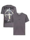 Marble Back Logo Short Sleeve T-Shirt Dark Grey - STONE ISLAND - BALAAN 2