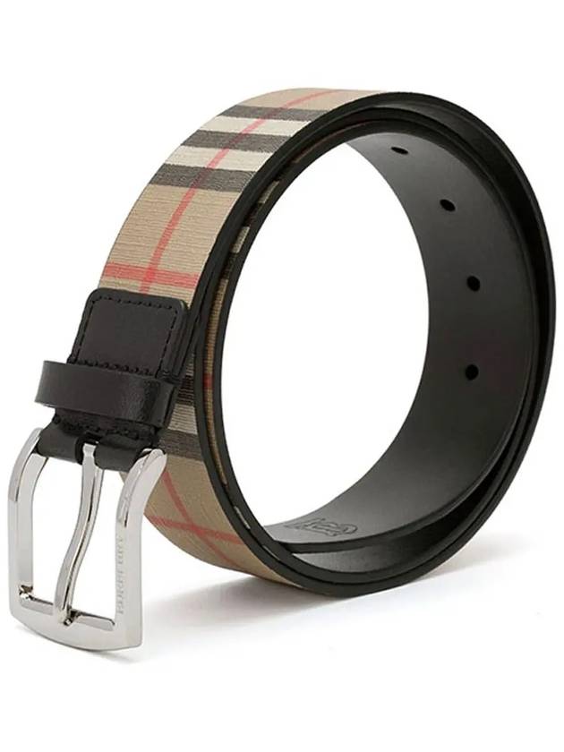 Vintage Check Canvas Leather Belt Brown - BURBERRY - BALAAN.