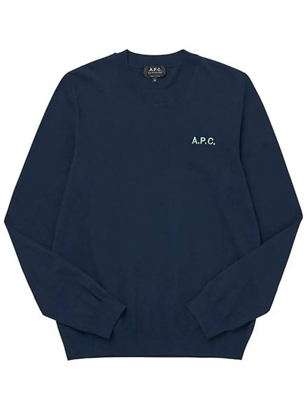 Embroidered Logo Knit Top Navy - A.P.C. - BALAAN 4