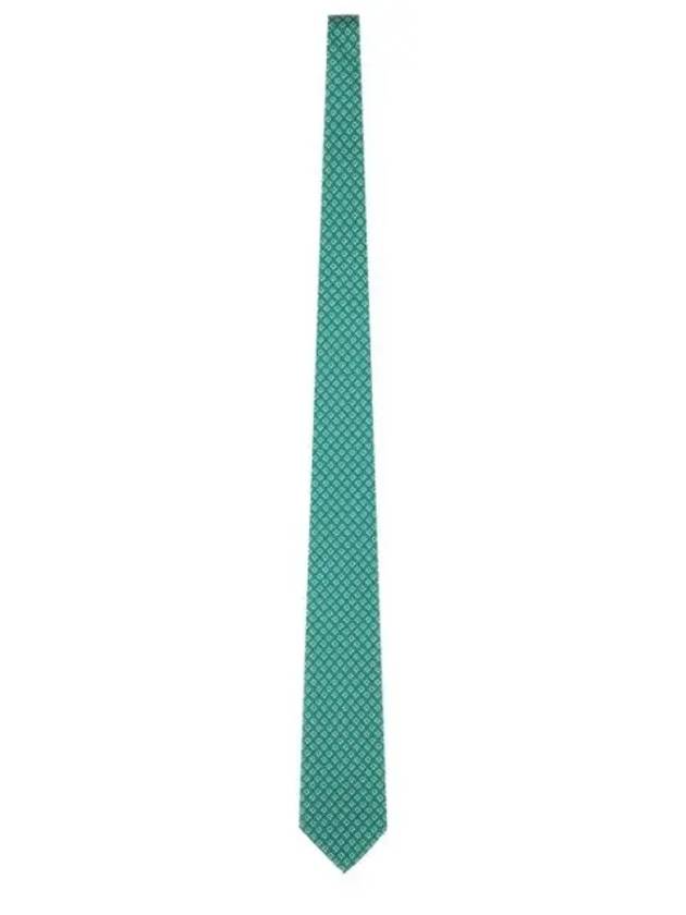 Tetris Print Silk Tie Green - SALVATORE FERRAGAMO - BALAAN 2