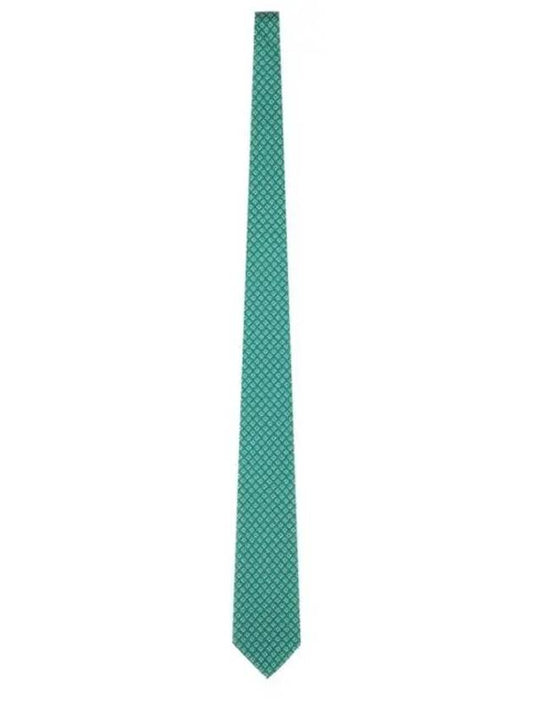 Tetris Print Silk Tie Green - SALVATORE FERRAGAMO - BALAAN 2