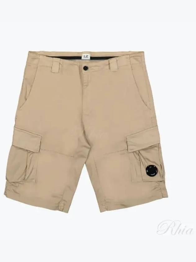 Men's Stretch Satin Lens Cargo Shorts Beige - CP COMPANY - BALAAN 2