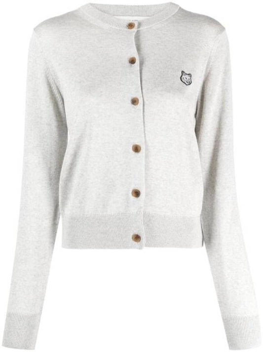 Bold Fox Head Patch Regular Cardigan Light Grey Melange - MAISON KITSUNE - BALAAN 1