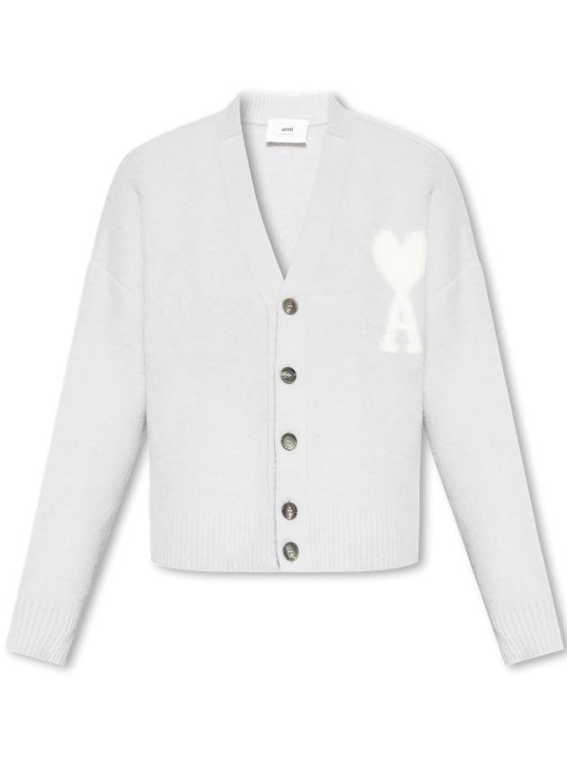 De Coeur V-Neck Cardigan Pearl Grey - AMI - BALAAN 2