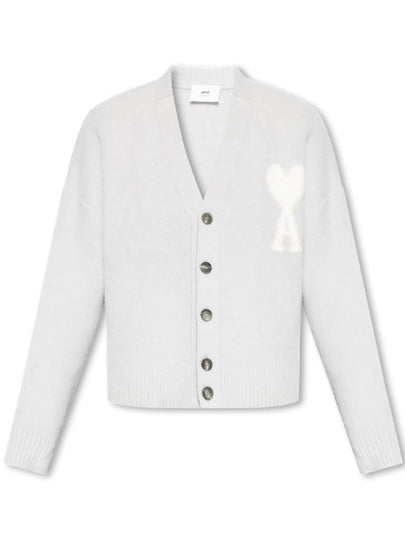 De Coeur V-Neck Cardigan Pearl Grey - AMI - BALAAN 2