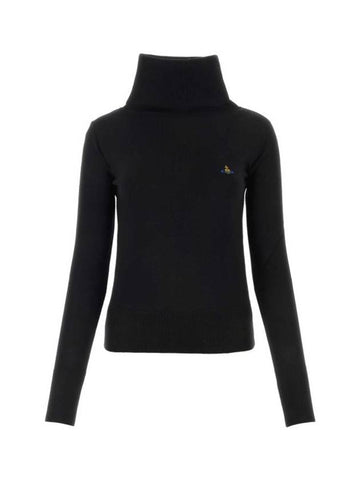 Bea ORB Embroidered Logo Turtleneck Black - VIVIENNE WESTWOOD - BALAAN 1