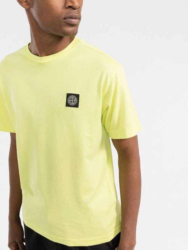 Logo Patch Short Sleeve T-Shirt Neon Yellow - STONE ISLAND - BALAAN 3