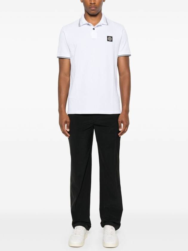 Logo Patch Polo Shirt White - STONE ISLAND - BALAAN 3