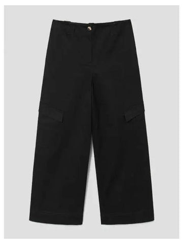 Herringbone Canvas Mid Waist Pants Trousers Black Domestic Product GM0024052059216 - GANNI - BALAAN 1