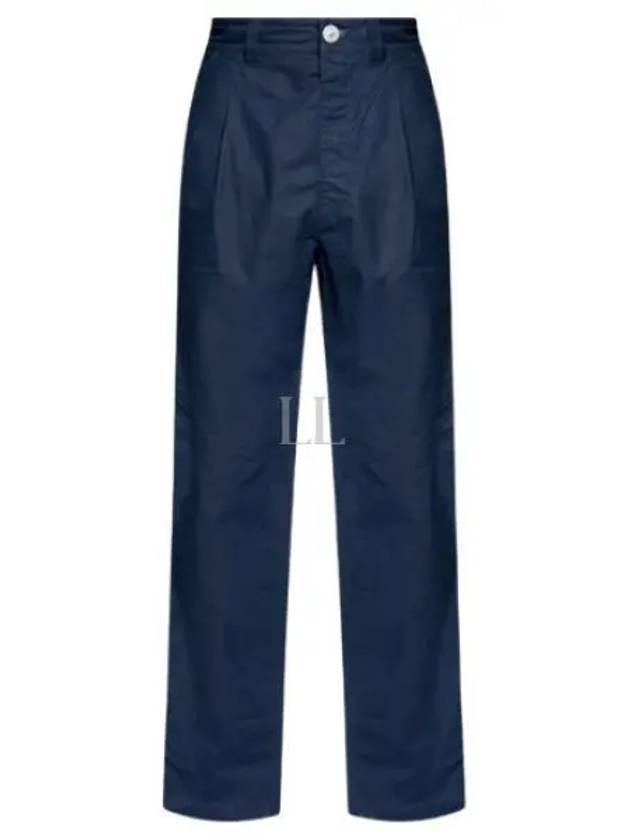 Marina Mid Rise Cotton Canvas Wide Pants Royal Blue - STONE ISLAND - BALAAN 2