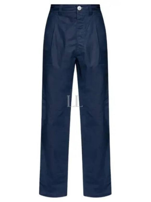 Marina Mid Rise Cotton Canvas Wide Pants Royal Blue - STONE ISLAND - BALAAN 2