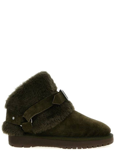 Burberry Shearling Collar Suede Chavi Middle Boots Green - BURBERRY - BALAAN 2