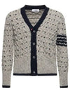 4 Bar Stripe Cable Knit Cardigan Grey - THOM BROWNE - BALAAN 2