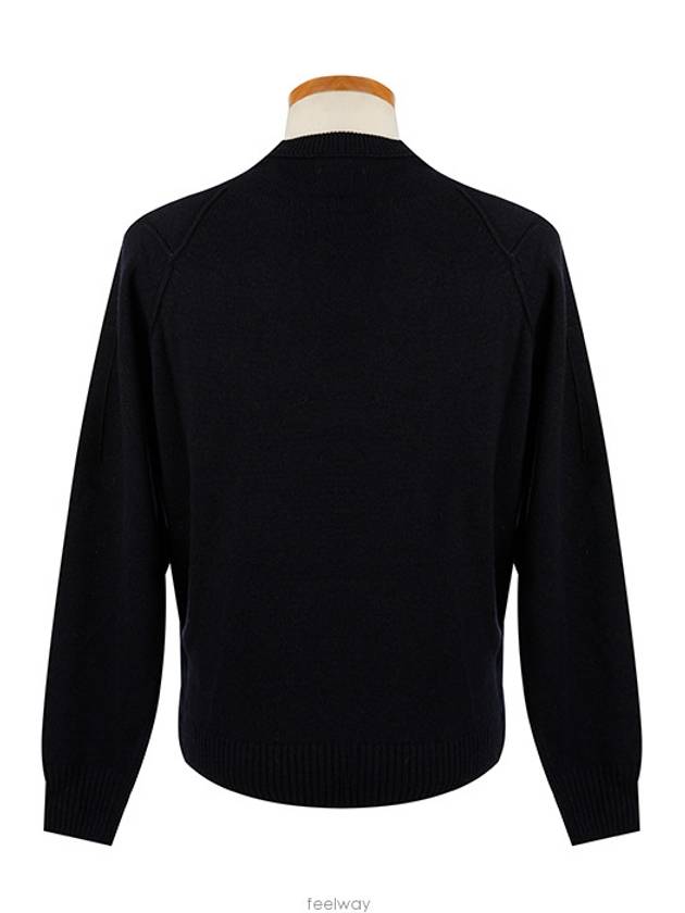 Lens Wappen Wool Knit Top Navy - CP COMPANY - BALAAN 4