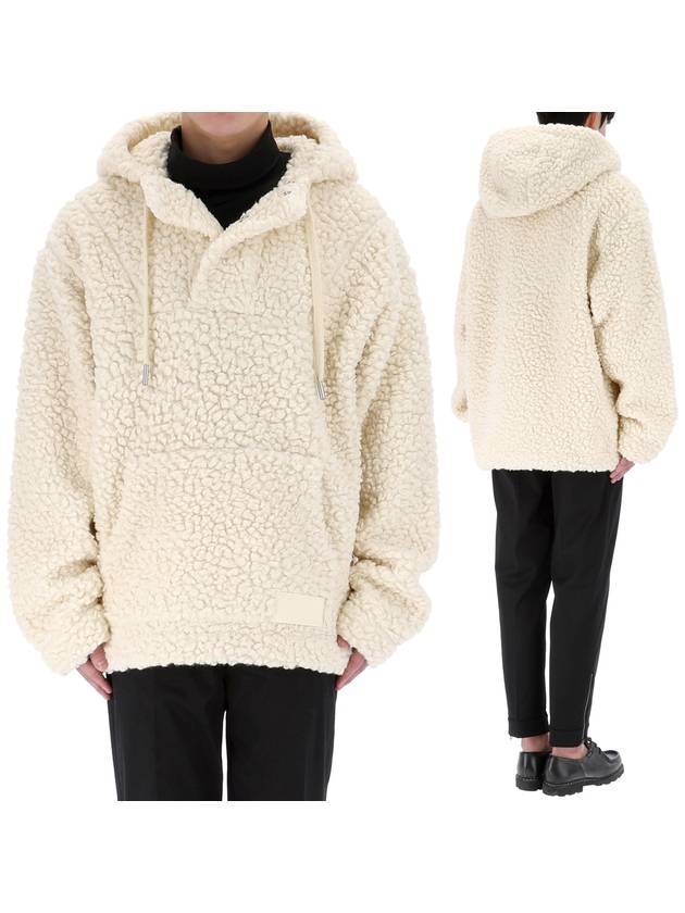 Drawstring Fleece Hoodie Ivory - AMI - BALAAN 2