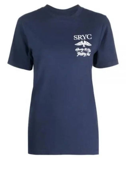 Logo Print Cotton Short Sleeve T-Shirt Navy - SPORTY & RICH - BALAAN 2