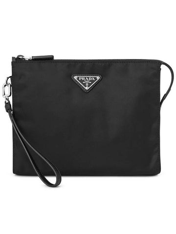 Re-Nylon Zipper Clutch Bag Black - PRADA - BALAAN 1