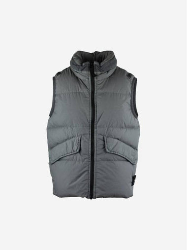 Kids Crinkle Reps Recycled Nylon Down Vest Pewter Grey - STONE ISLAND - BALAAN 1