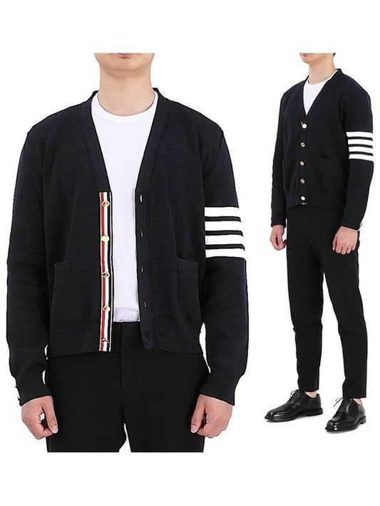 Milano Stitch 4 Bar Cardigan Navy - THOM BROWNE - BALAAN.