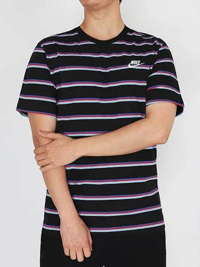 NSW Striped Short Sleeve T-Shirt Blue - NIKE - BALAAN 2