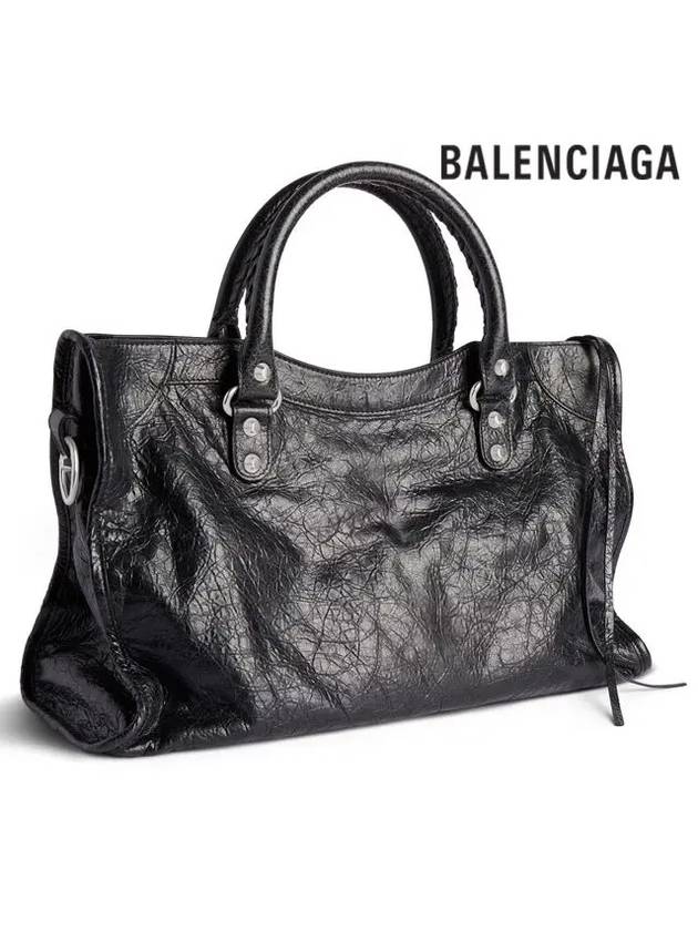 Le City Medium Leather Tote Bag Black - BALENCIAGA - BALAAN 4