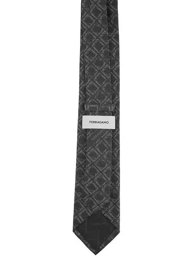 Jacquard Check Print Tie Black - SALVATORE FERRAGAMO - BALAAN 5