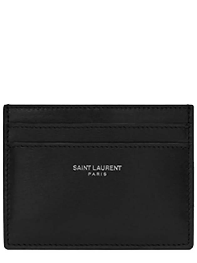 Smooth Leather Classic Logo Card Wallet Black - SAINT LAURENT - BALAAN 2