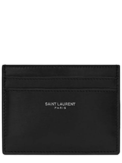 Smooth Leather Classic Logo Card Wallet Black - SAINT LAURENT - BALAAN 2