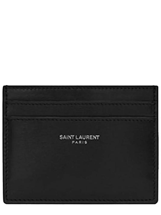 Smooth Leather Classic Logo Card Wallet Black - SAINT LAURENT - BALAAN 2