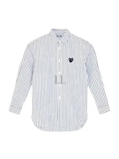 Heart Wappen Stripe Long Sleeve Shirt Blue - COMME DES GARCONS - BALAAN 2