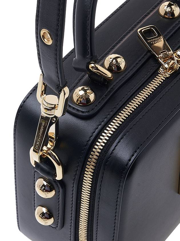 DG Logo Plaque Studded Shoulder Bag Black - DOLCE&GABBANA - BALAAN 9