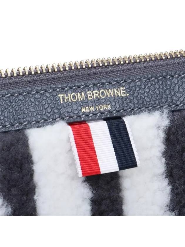 4 Bar Curly Merino Document Medium Clutch Bag Medium Grey - THOM BROWNE - BALAAN 6