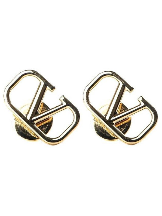 V Logo Signature Earrings Gold - VALENTINO - BALAAN 1