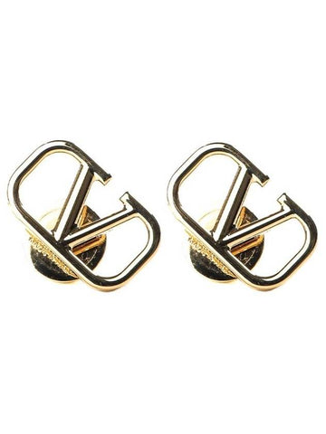 V Logo Signature Earrings Gold - VALENTINO - BALAAN 1