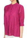 Women's Lace Button Cotton Blouse Purple - VANESSA BRUNO - BALAAN 3