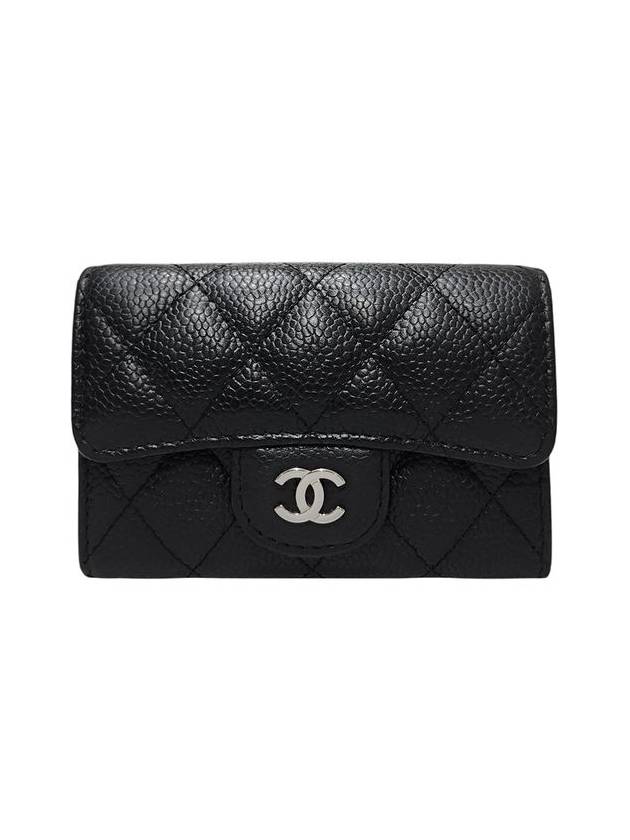 A80799 Classic Caviar Black Silver Snap Card Holder Business - CHANEL - BALAAN 1