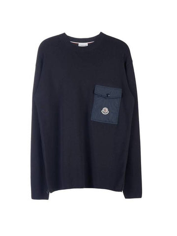 Logo Patch Pocket Knit Top Navy - MONCLER - BALAAN 1